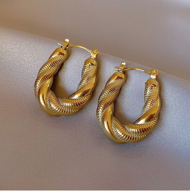 Twisted Gold Hoops