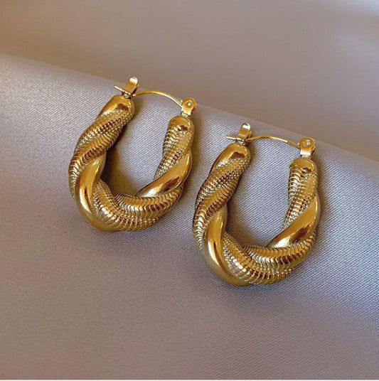 Twisted Gold Hoops